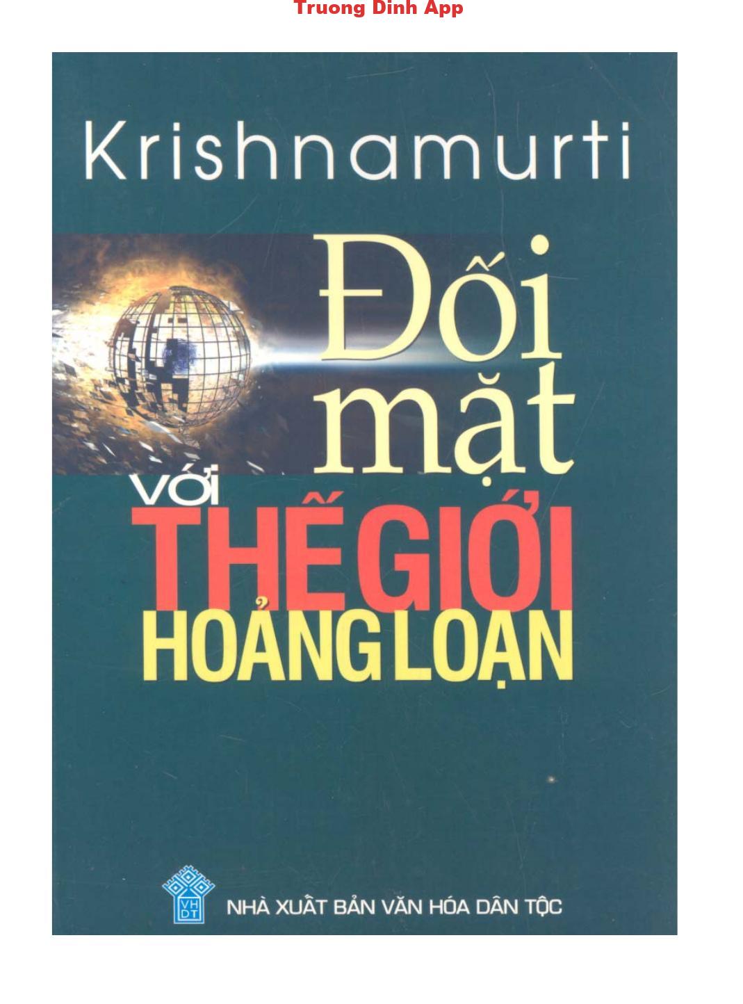 Đối Mặt Với Thế Giới Hoảng Loạn – Jiddu Krishnamurti