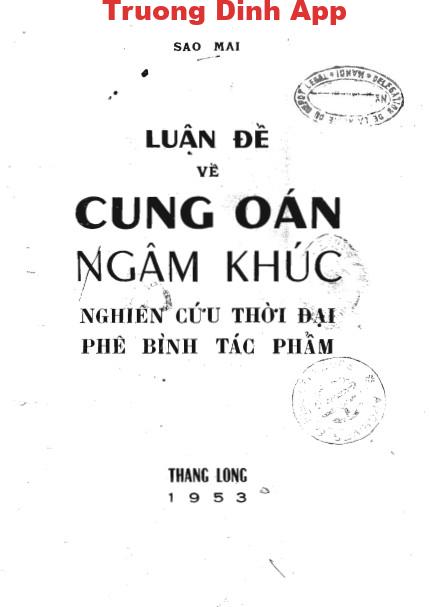 Luận đề về Cung Oán Ngâm Khúc – Sao Mai