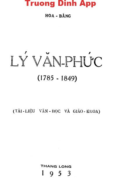 Lý Văn Phức (1785-1849) – Hoa Bằng