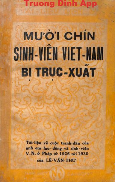 Mười Chín Sinh Viên Việt Nam Bị Trục Xuất – Lê Văn Thử