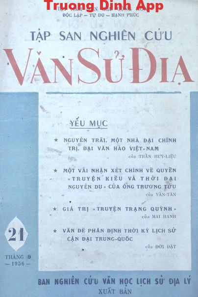 Tập San Nghiên Cứu Văn Sử Địa Tập 21 – Nhiều Tác Giả