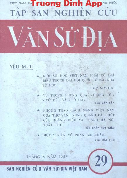 Tập San Nghiên Cứu Văn Sử Địa Tập 29 – Nhiều Tác Giả