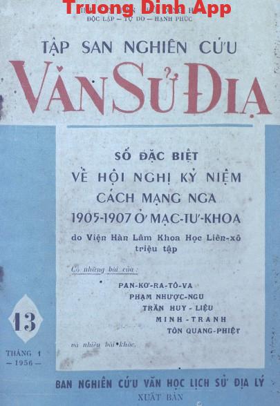 Tập San Nghiên Cứu Văn Sử Địa Tập 13: Số Đặc Biệt Về Hội Nghị Cách Mạng Nga 1905-1907 ở Mạc Tư Khoa