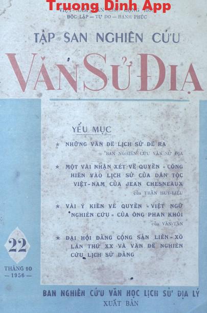 Tập San Nghiên Cứu Văn Sử Địa Tập 22 – Nhiều Tác Giả