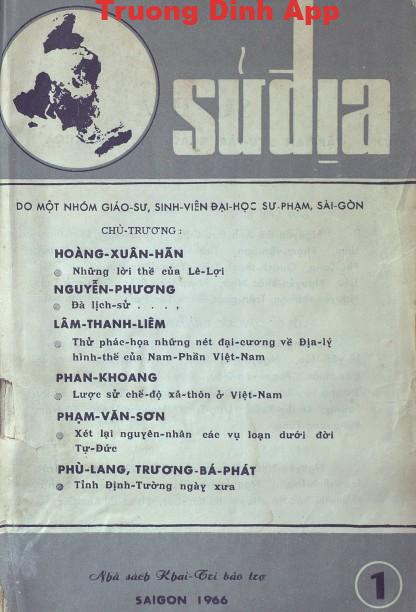 Tập San Sử Địa Tập 1 – Giáo Sư Sinh Viên Đại Học Sư Phạm Sài Gòn