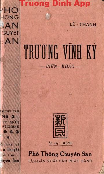 Trương Vĩnh Ký Biên Khảo – Lê Thanh